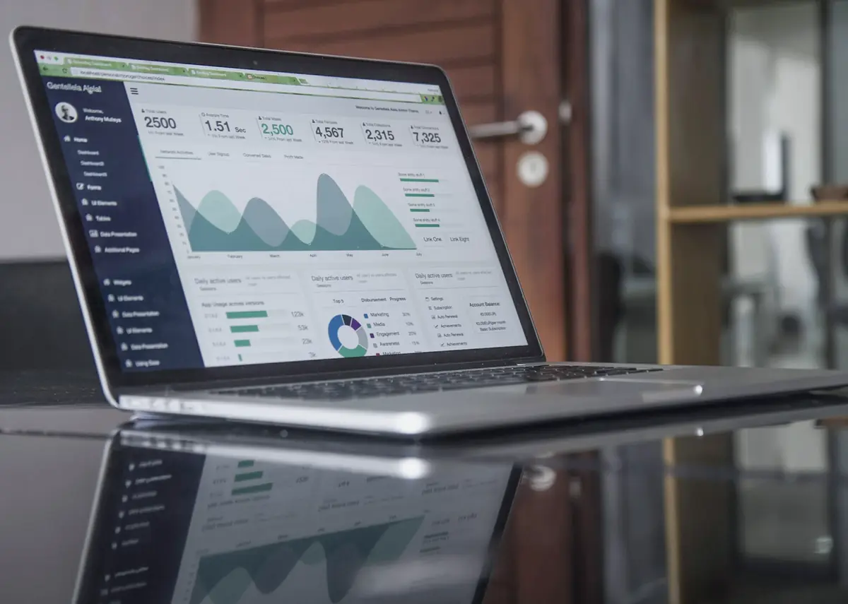 Notebook exibindo painel de indicadores